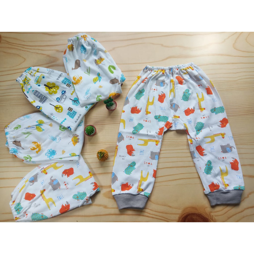  LITTLE  Q 1  Pcs CELANA PANJANG RIB Print Bayi  0 8 M 