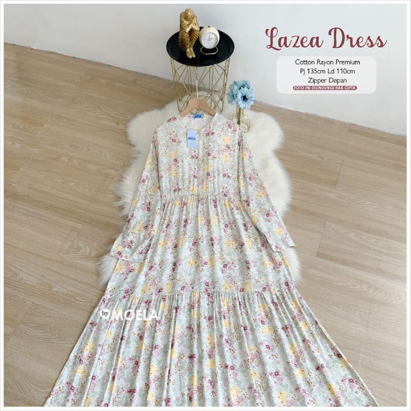 Lazea Faya Meva Hibia Dress Gamis Jumbo Allsize Busui Premium Catton Rayon Original Ori Moela Berlabel-Lazea