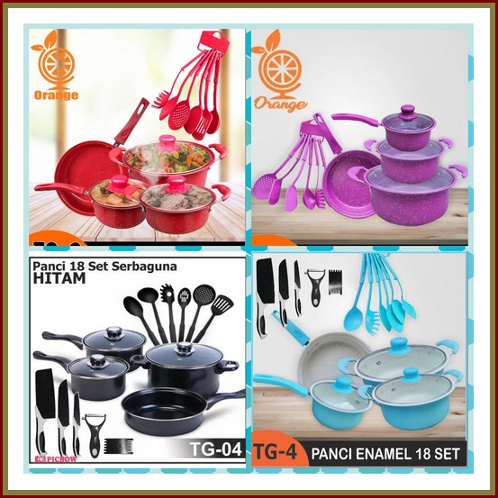 Dessini Panci Set Ceramic 5 Pc / Panci Anti Lengket Panci 13 Dan 18 Set Cookware Panci Multifungsi T
