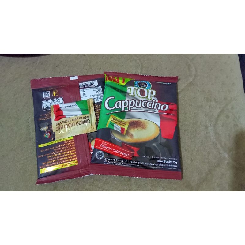 

Kopi Instan TOP Cappuccino with Crunchy Choco Malt 1 renteng 15pcs