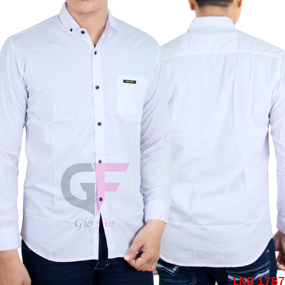 GIOFLO Kemeja Oxford Cowok Lengan Panjang Polos Casual (Banyak Pilihan Warna)