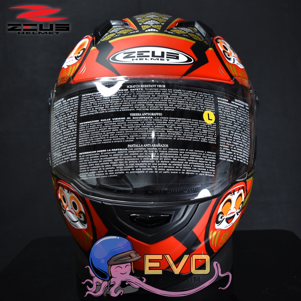 HELM ZEUS FULL FACE MBLK AL35 RED - FREE SMOKE VISOR ZEUS ORIGINAL ( ONGKIR 2KG )