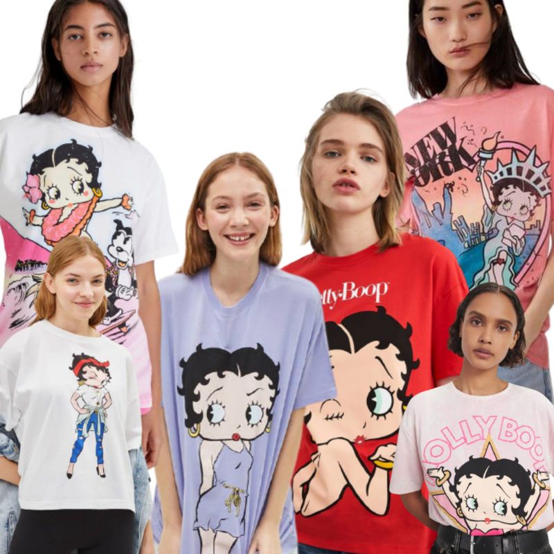kaos betty boop/kaos bershka/t shirt bershka kaos karakter betty boop//princess jasmine kaos za*ra k