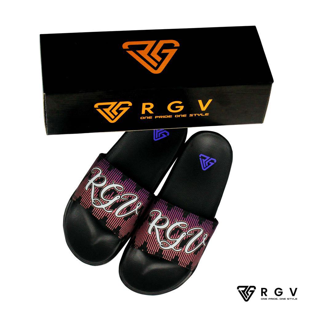 RGV - SANDAL PRIA DAN WANITA SLIDE SLIP ON SENDAL ANTI LICIN RINGAN SELOP NEON LINE PURPLE