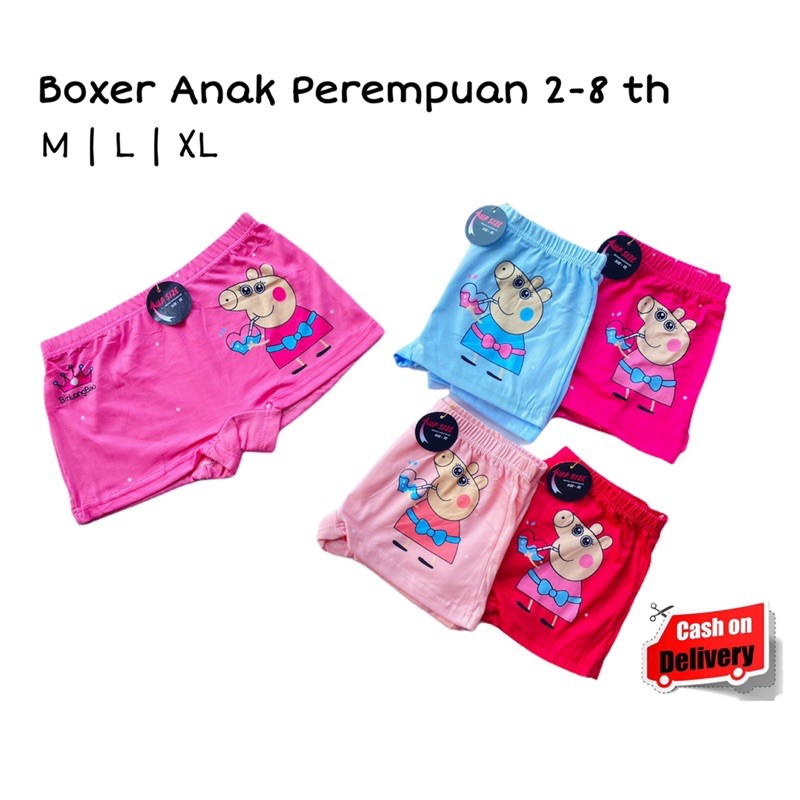 CD Celana Dalam Boxer Anak Perempuan Cewek Peppa Pig / Boxer Anak Bayi Cewek Kualitas Impor Murah