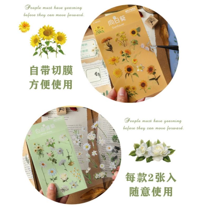 

2 Lembar sticker PVC Bunga Aesthetic untuk Bulletin Journal