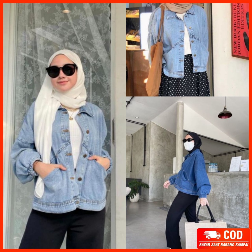 VINTAGE JACKET OVERSIZE I JAKET JEANS DENIM SEPHIA LD 120 CM I JAKET JEANS PREMIUM WANITA