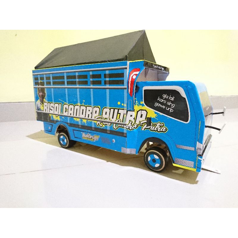 Mainan Anak Miniatur Truck Oleng Biru Canter Full Variasi Terbaik