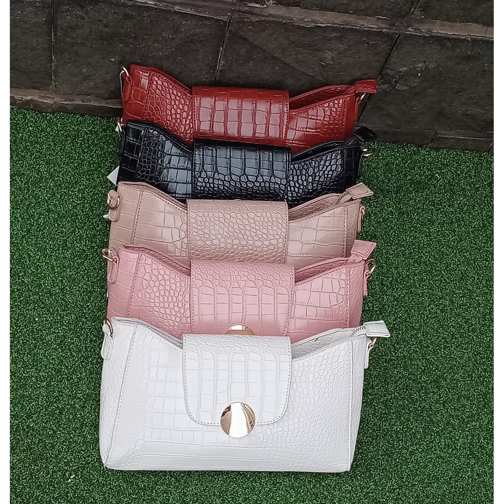 Tas bahu wanita zraa croco flap magnet tali kepang import fashion (5 warna) #034