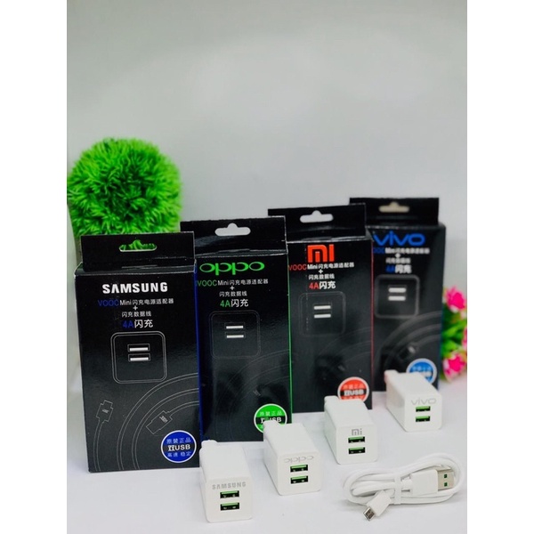 Charger Vooc 2usb Samsung Oppo Vivo Charger Branded 4A Vooc