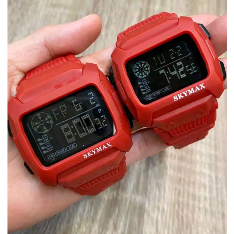 Jam Tangan Skymax Couple Pria Wanita Satuan Set Modal Kotak Anti Air Ori Bisa COD