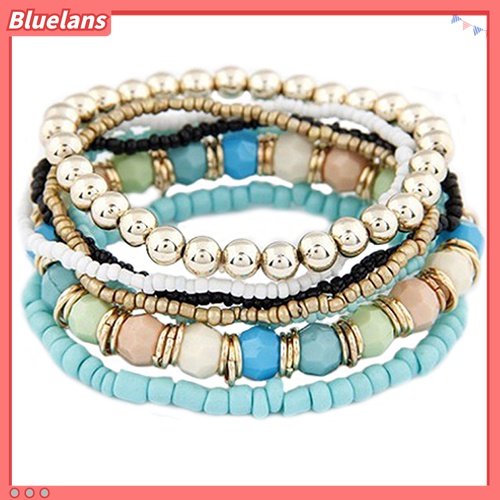 Gelang Bangle Multilayer Bahan Akrilik Aksen Manik-Manik Gaya Bohemia Untuk Wanita