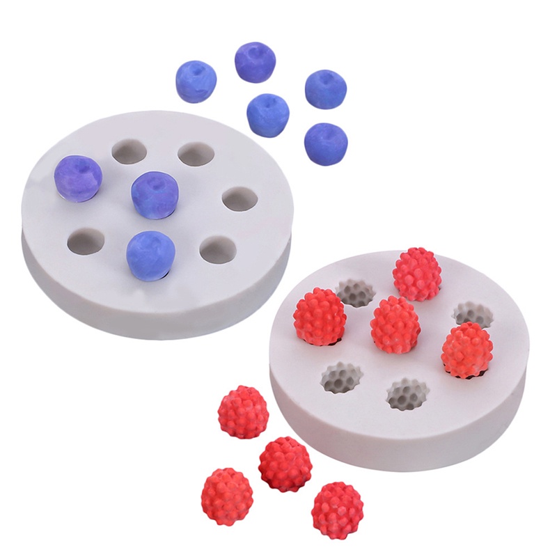 Cetakan Kue Bentuk Raspberry / Blueberry 3D Bahan Silikon Untuk Dekorasi