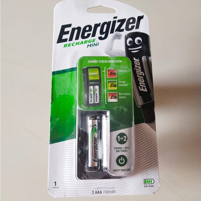 Energizer Recharge Mini AA AAA Charger Baterai Batere bonus 2 buah batre AAA