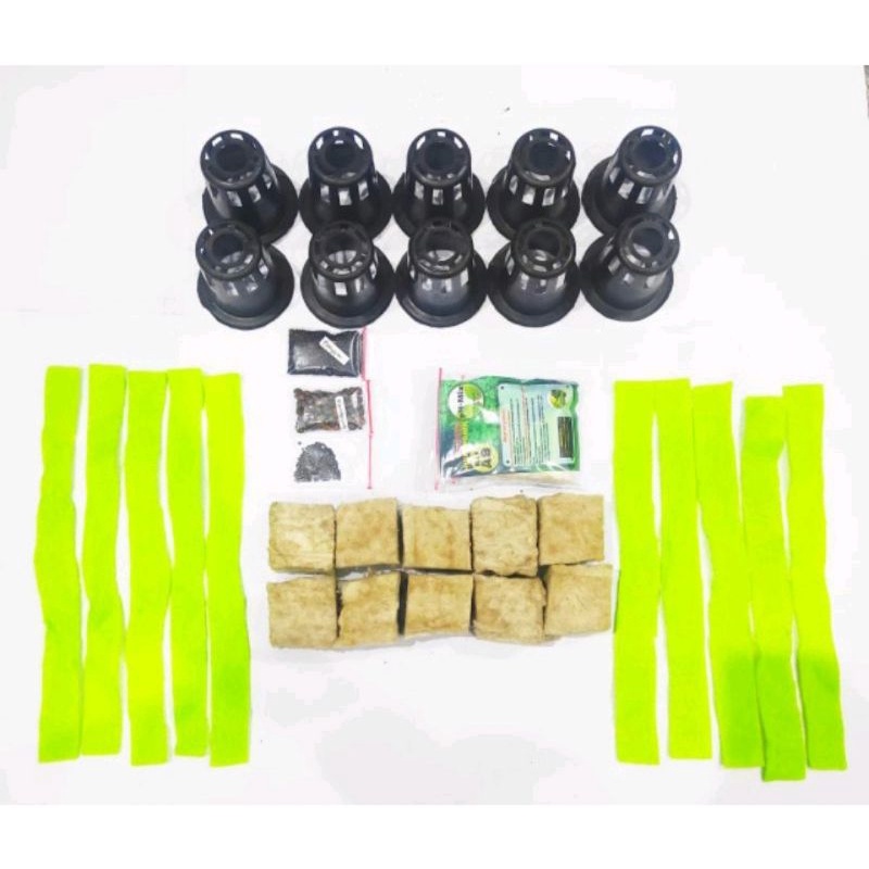 Paket Hidroponik Pemula 5 IN 1: Nutrisi AB Mix, Rockwool, Net Pot, Benih Sayur, Kain Flanel (10 SET)