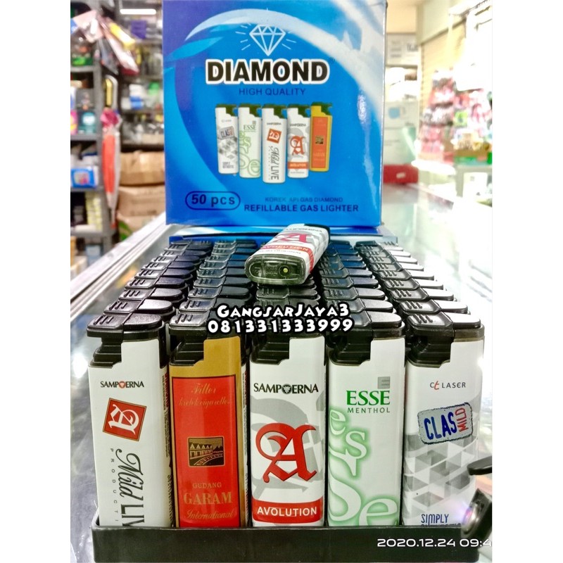 korek bara Diamond bisa isi ulang 50pc