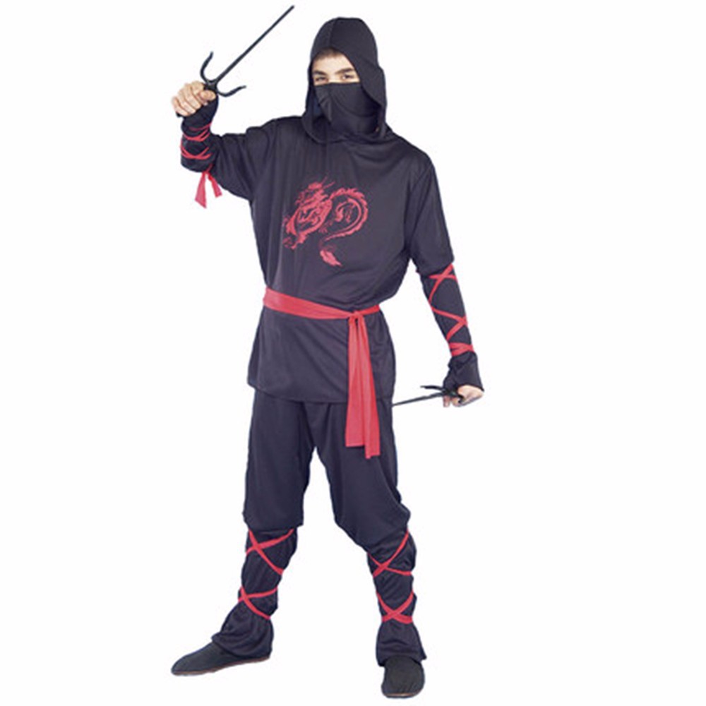 kostum KAOS  DEWASA NINJA HITAM GARIS MERAH/ HALLOWEEN COSTUME NINJA