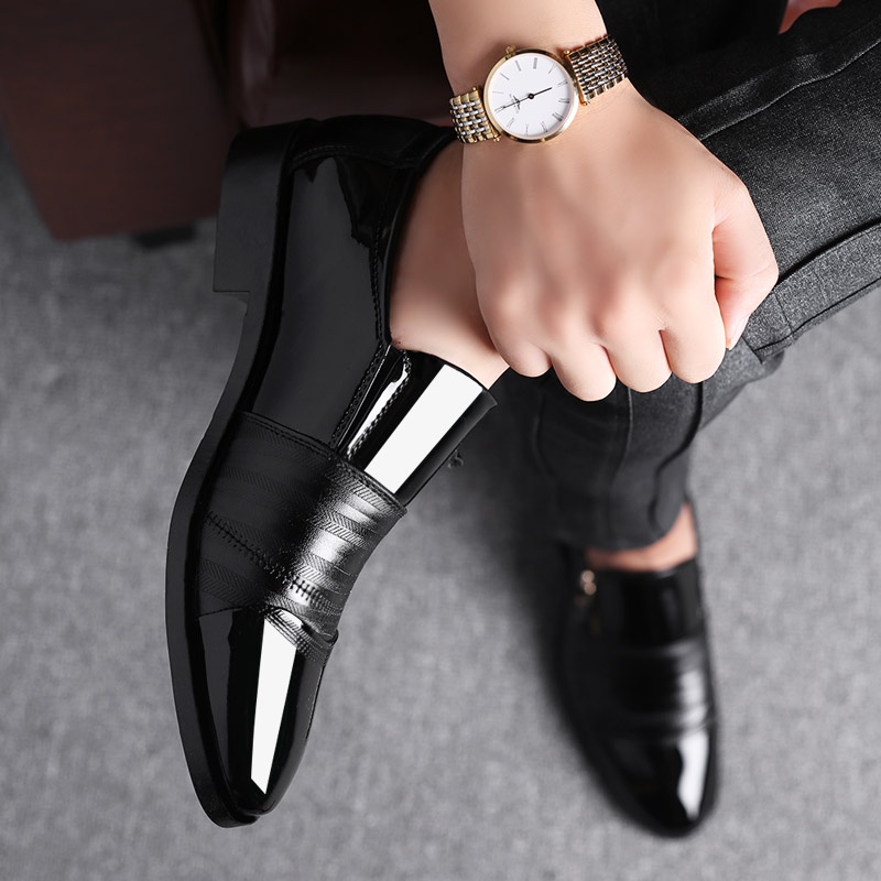 Sepatu Pantofel Pria Pantofel Tanpa Tali Formal Slip On Hitam Sepatu Resleting Fantofel Kerja Kantor Murah Anti Slip 076