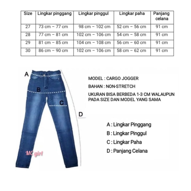 MC girl Celana Jeans Boyfriend Panjang Pinggang Karet / Cargo Jeans Panjang