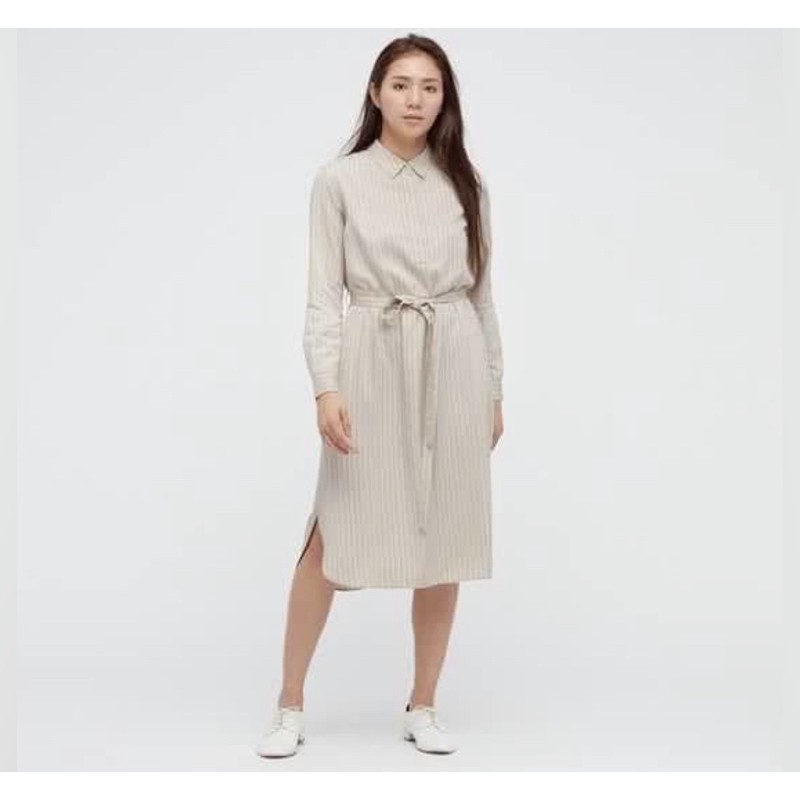 UNIQLO GAUN KEMEJA RAYON GARIS