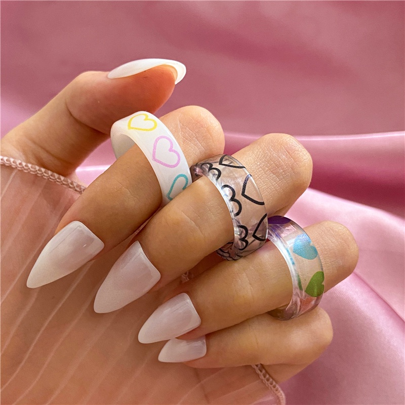 IFYOU Fashion Crystal Resin Rings Set Drip Oil Gold Ring Silver Finger Ring Women Jewelry Accessories