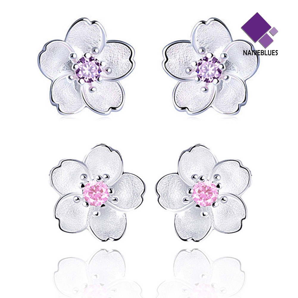 Anting Stud Desain Bunga Sakura Gaya Elegan Untuk Pesta