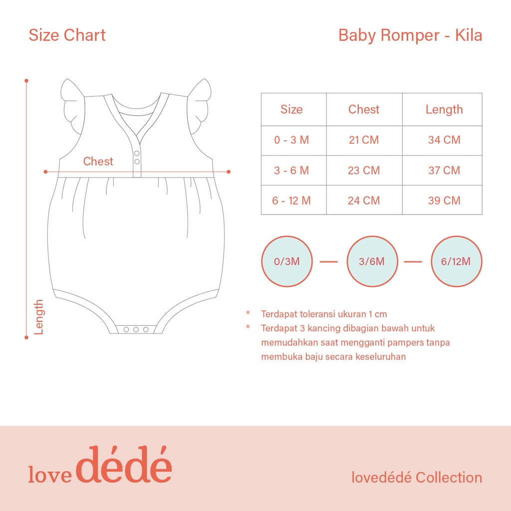 Lovedede - Kila Romper - Jumper Romper Bayi Perempuan Polos NB-12 bulan