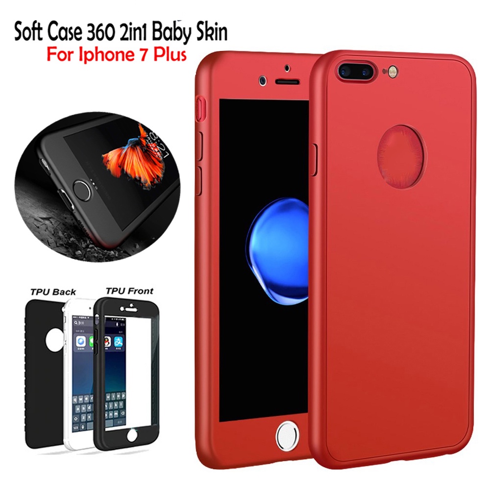 Case 360 Iphone 7 Plus / Iphone 7G Plus Iphone 7S Plus 5.5&quot; Casing FULL Body Softcase 2IN1 Silikon Silicone Casing Kasing Soft Case 360