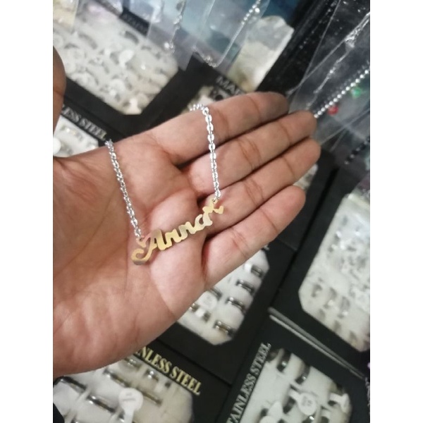 kalung nama titanium putih anti karat