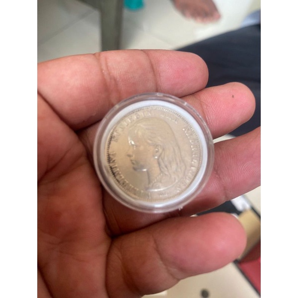 koin 1 Gulden wilhelmina(long hair)