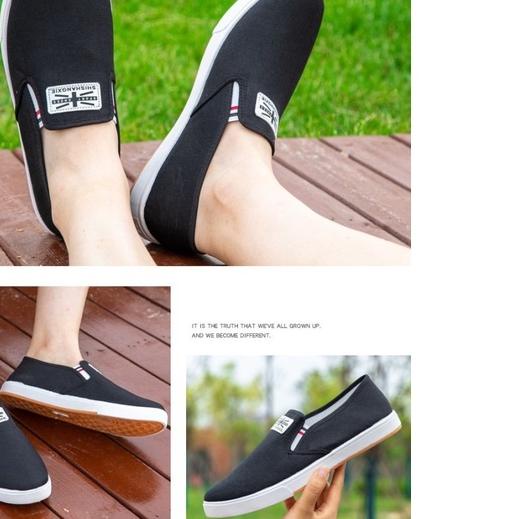 ♖ Sepatu Pria Casual Denim Canvas Shoes Slip On Men Shoes Spatu SlipOn Cowok Fashion Keren Kekinian 