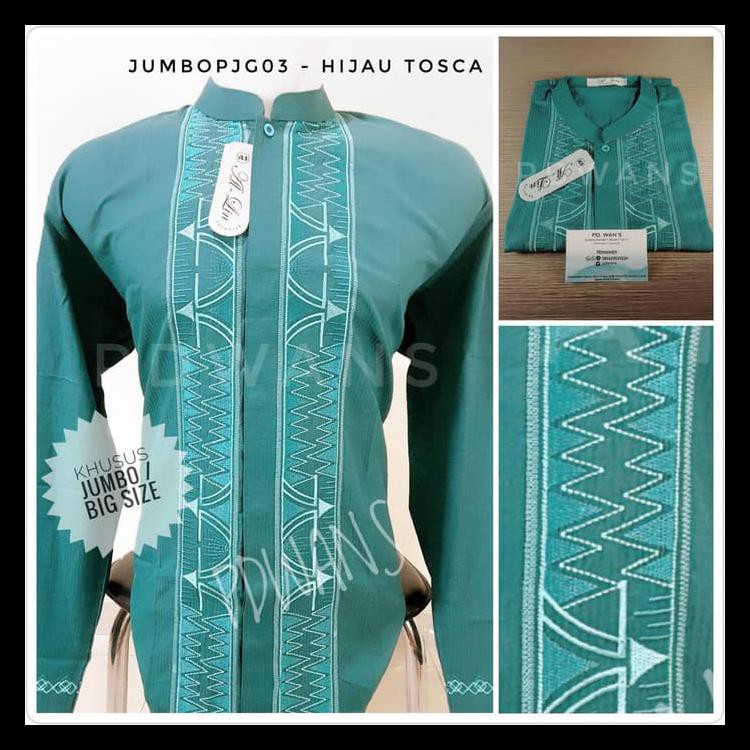 paling murah Baju Koko Jumbo / Big Size Lengan Panjang Warna Ukuran / Kemeja Koko - Hitam, XL