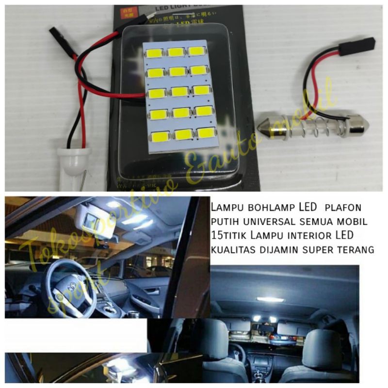 Lampu bohlamp LED plafon mobil 15titik Lampu interior mobil LED warna putih super terang new model