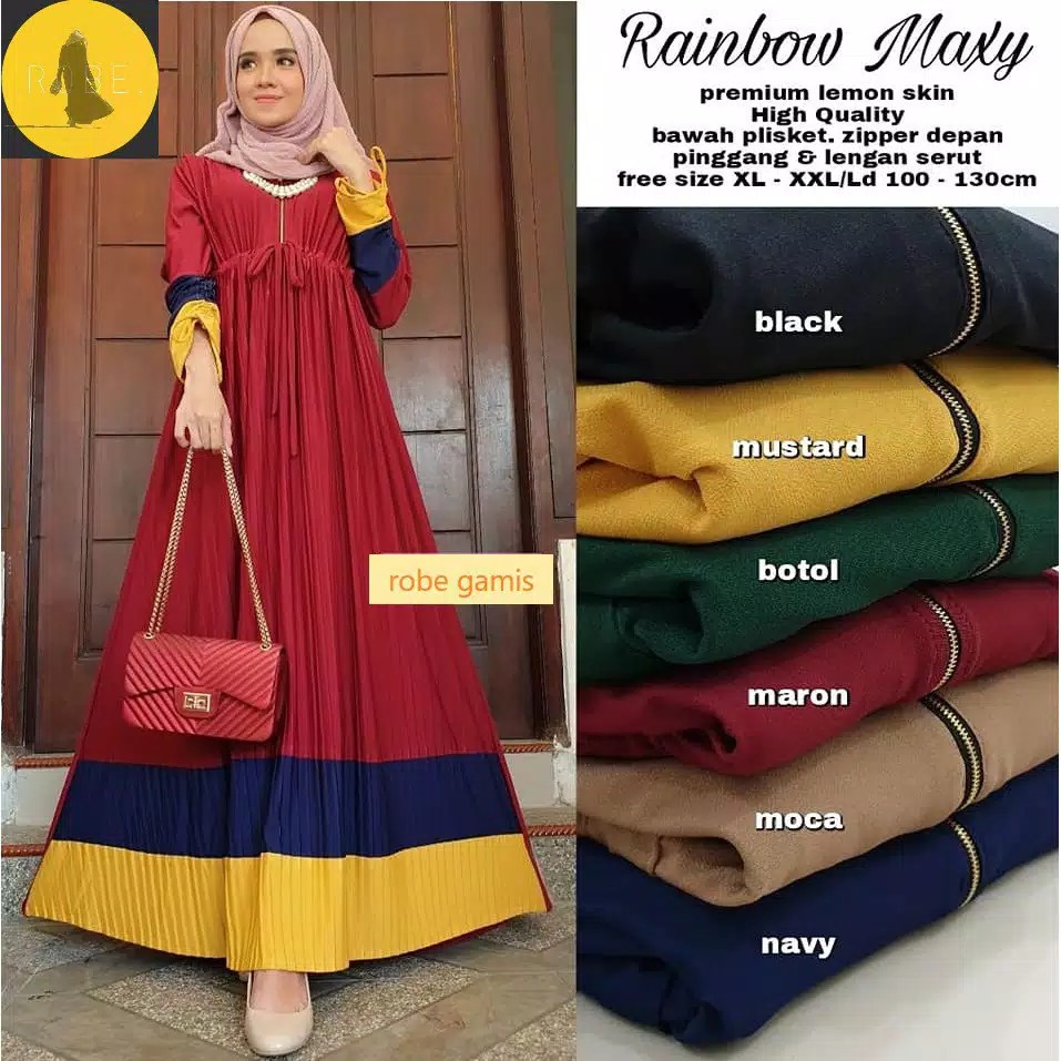Rainbow Maxy / Gamis Kekinian / Dress Murah Kekinian / Best Seller