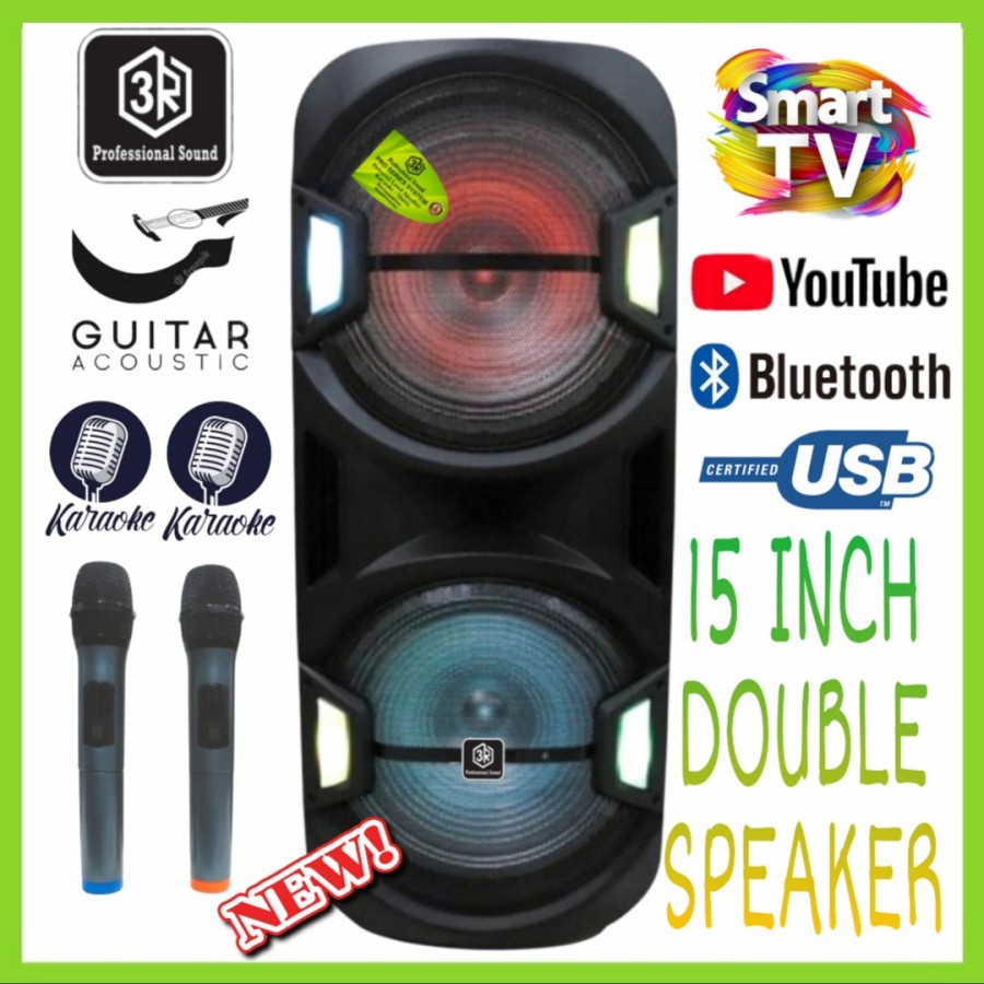 Speaker Portable 3R Style 15 Double Speaker 15 Inch Karaoke Youtube.!