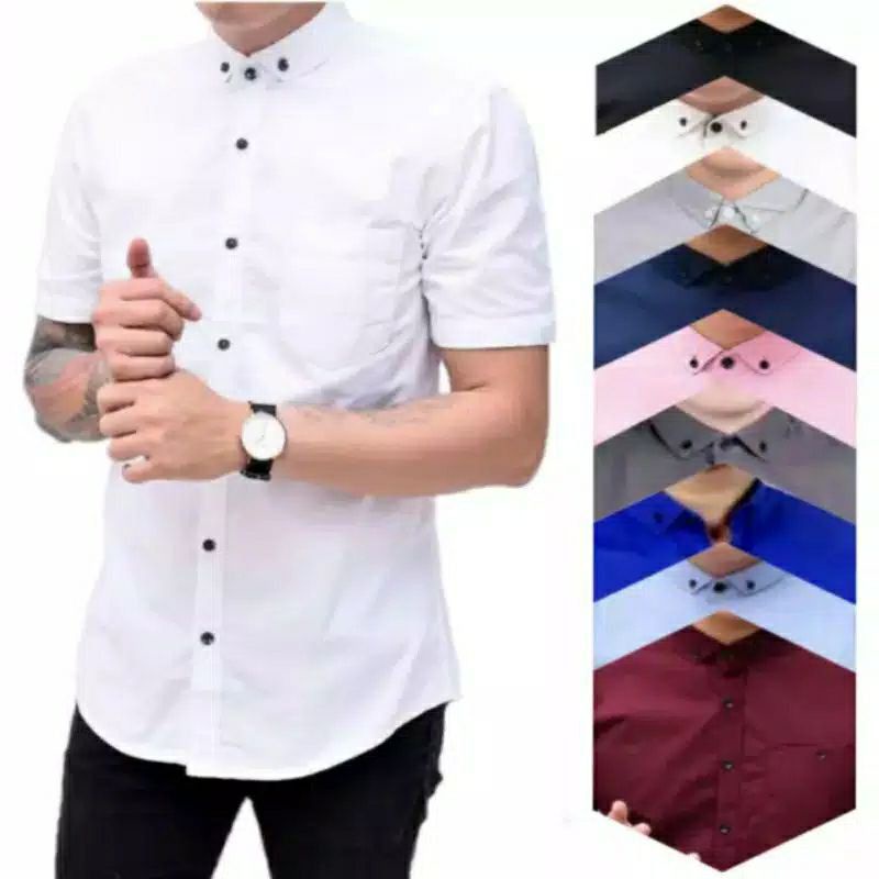 Kemeja polos lengan pendek bahan full catton poplin  40s gread A