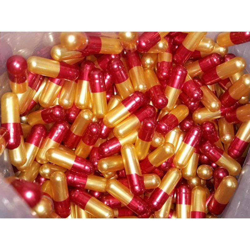 Cangkang Kapsul kosong Merah Gold Metalik