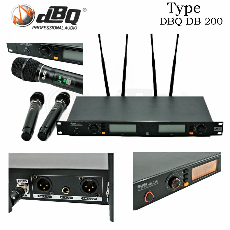 Mic Wireless DBQ DB200 DB 200 UHF Original 2 Mic Genggam Garansi Resmi DBQ Bisa Ganti Frekuensi