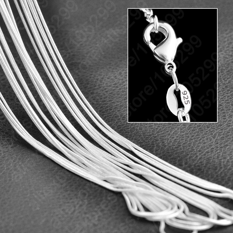 Kalung Rantai Ular Lapis Silver Ukuran 1MM Gaya Eropa Amerika