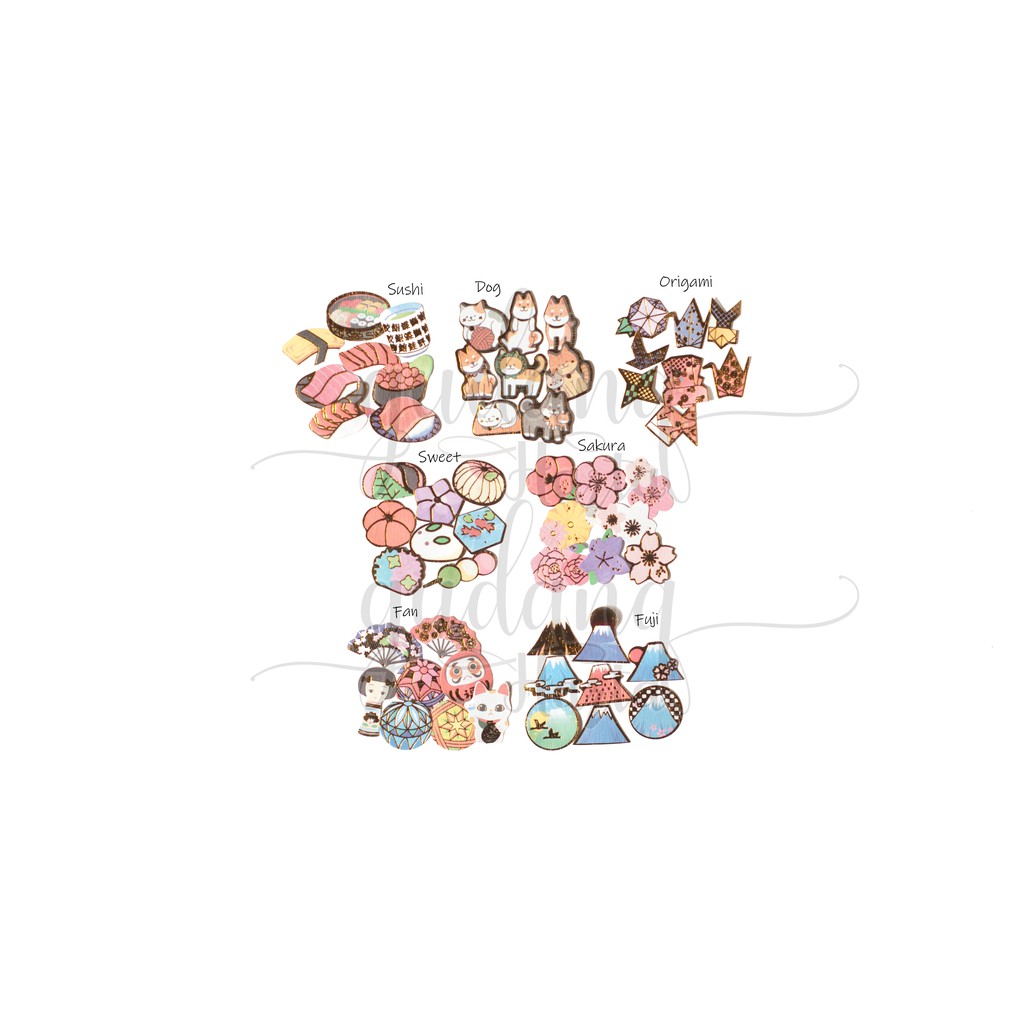 Stiker Japan Series Stiker Sushi Sakura Fuji Origami Stiker Lucu DIY Scrapbook GH 303510