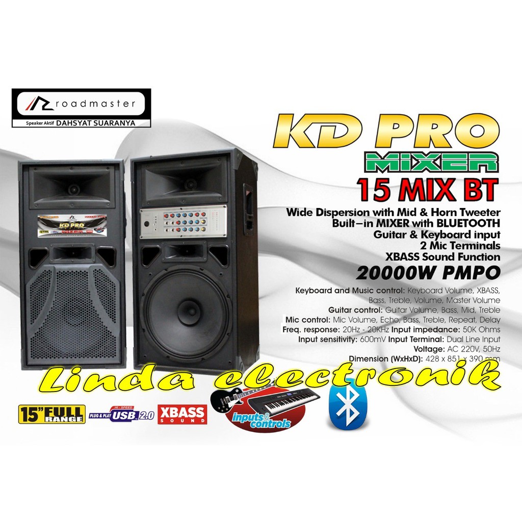 Roadmaster Speaker Aktif Single 15inch KD PRO 15 MIX USB
