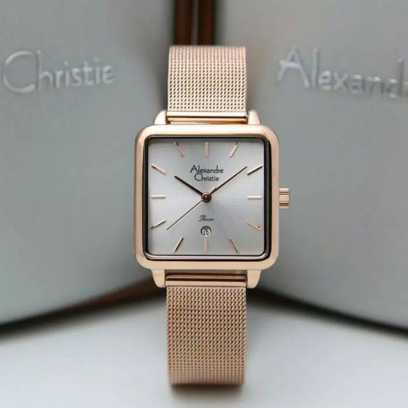 JAM TANGAN WANITA ALEXANDER CHRISTIE AC 2869 ROSEGOLD WHITE