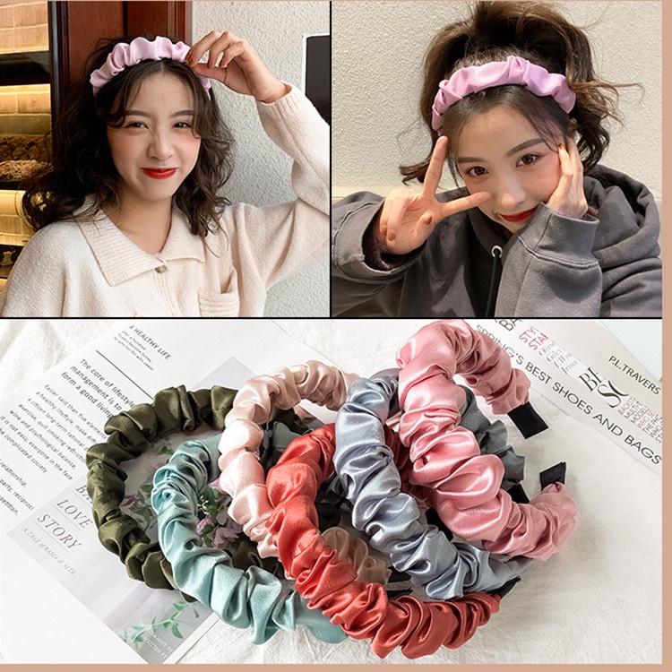 Bando Kedut Kerut Fashion Korea Headband Scrunchies