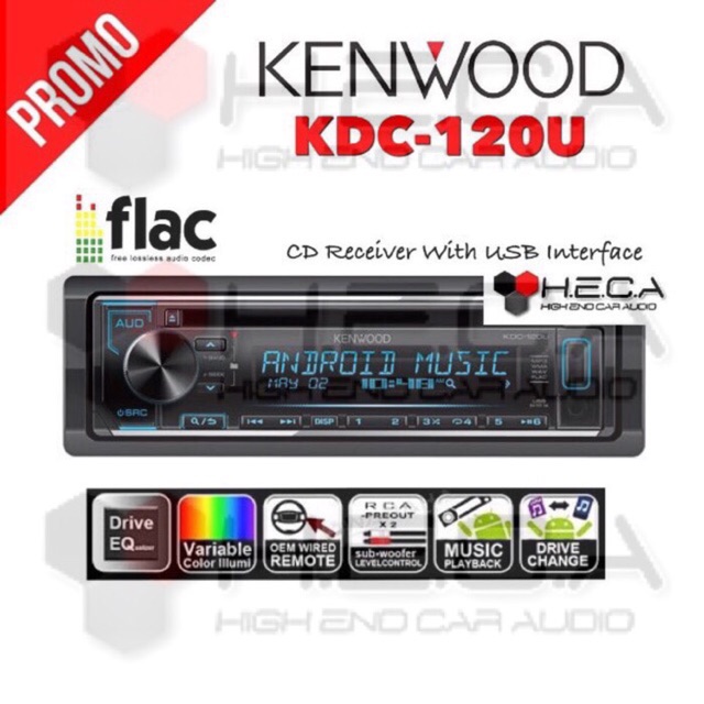 Kenwood KDC-120U Single Din Head Unit KDC 120U Tape Mobil KDC 120 U