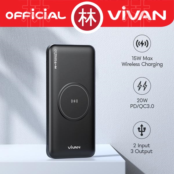 Vivan VPB-W11 Powerbank 10000 mAh  Wireless 3 Output Fast Charging 18W