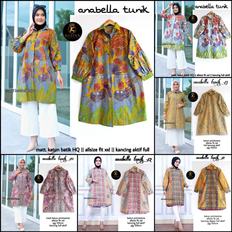 Batik Solo Fashion Kantor Tunik Batik Lengan Panjang Lengan Balon