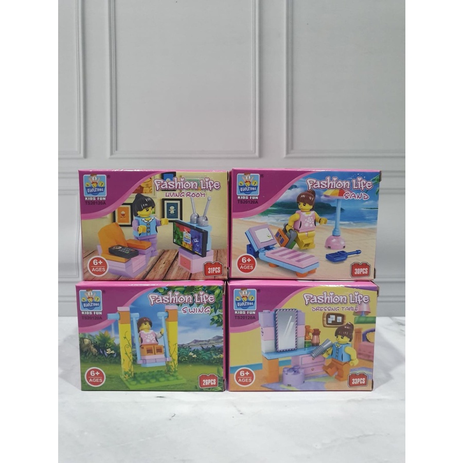 MAINAN ANAK 3 IN 1 BLOCK MINI FIUGRE FASHION LIFE ISI 31 PCS