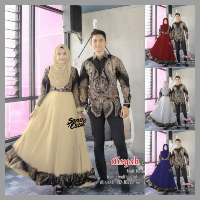 Batik Couple Gamis Aisyah Hannah Couple new camelia couple - SENO ESTU STORE