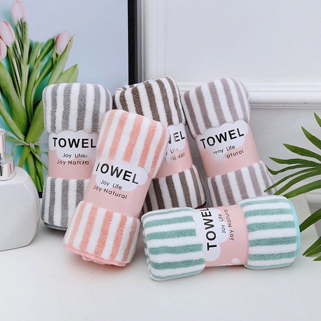 Handuk Mandi Dewasa Microfiber 70x140cm 50x100cm Salur Kecil Handuk Anak Lembut super serap air Import
