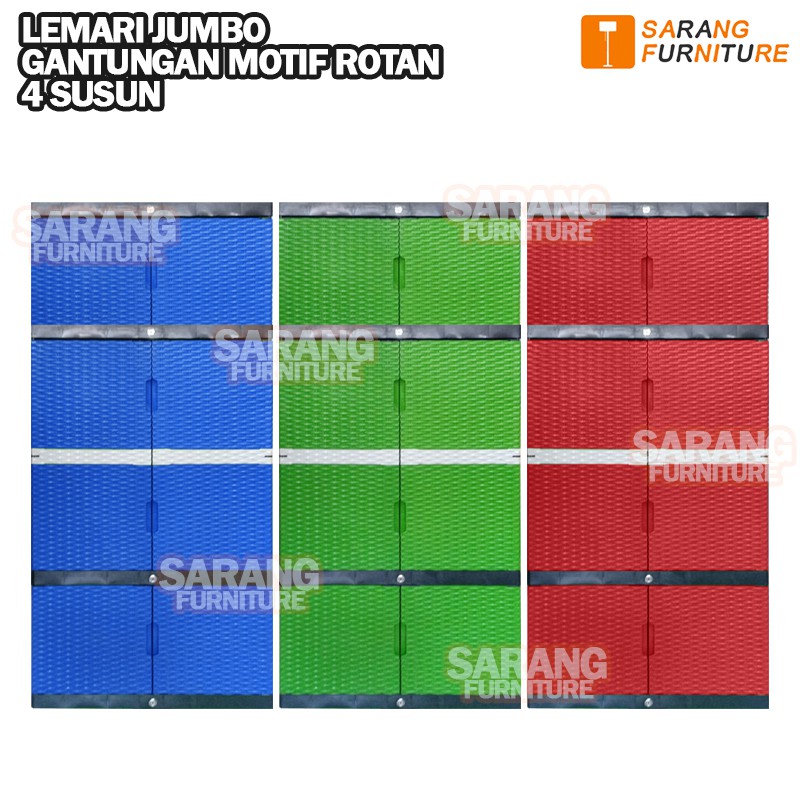 JUMBO - LEMARI PLASTIK SERBAGUNA ROTAN FULL KUNCI FULL KUNCI RATTAN LEMARI GANTUNGAN LEMARI 4 SUSUN PAKAIAN PLASTIK